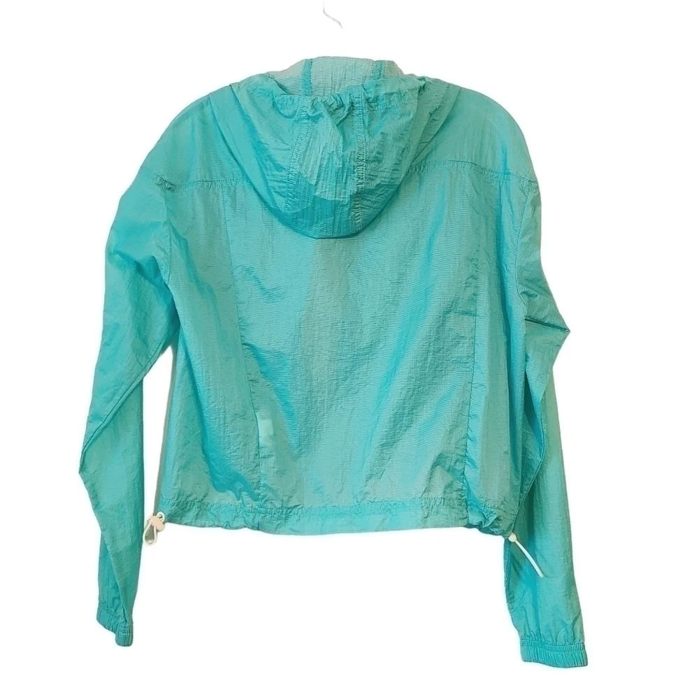 Nike | Women's Blue Green Full Zipper Cropped Rain Hoodie Jacket (Size XS)